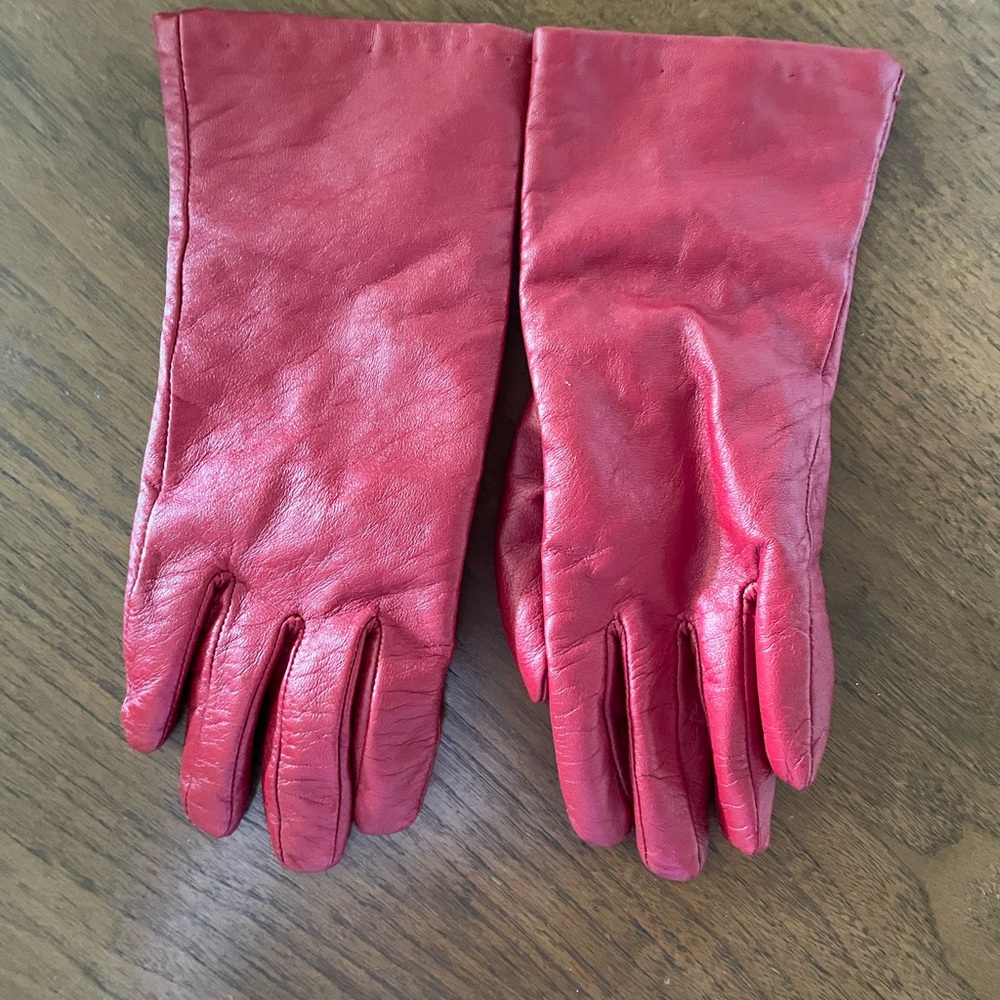 Danier Red Leather Gloves